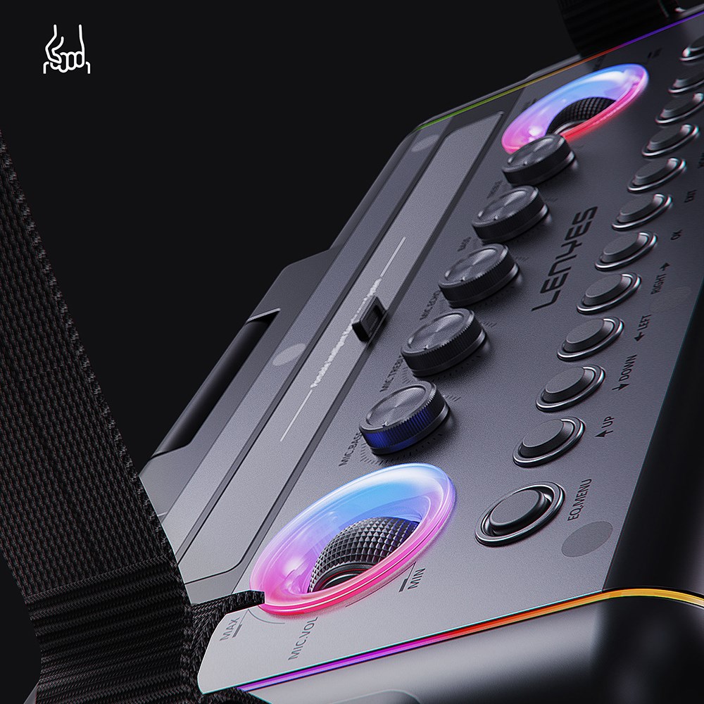 Lenyes S892 RGB Işıklı Mikrofonlu Dokunmatik Ekranlı Taşınabilir TWS Bluetooth Speaker Hoparlör v5.3 300W