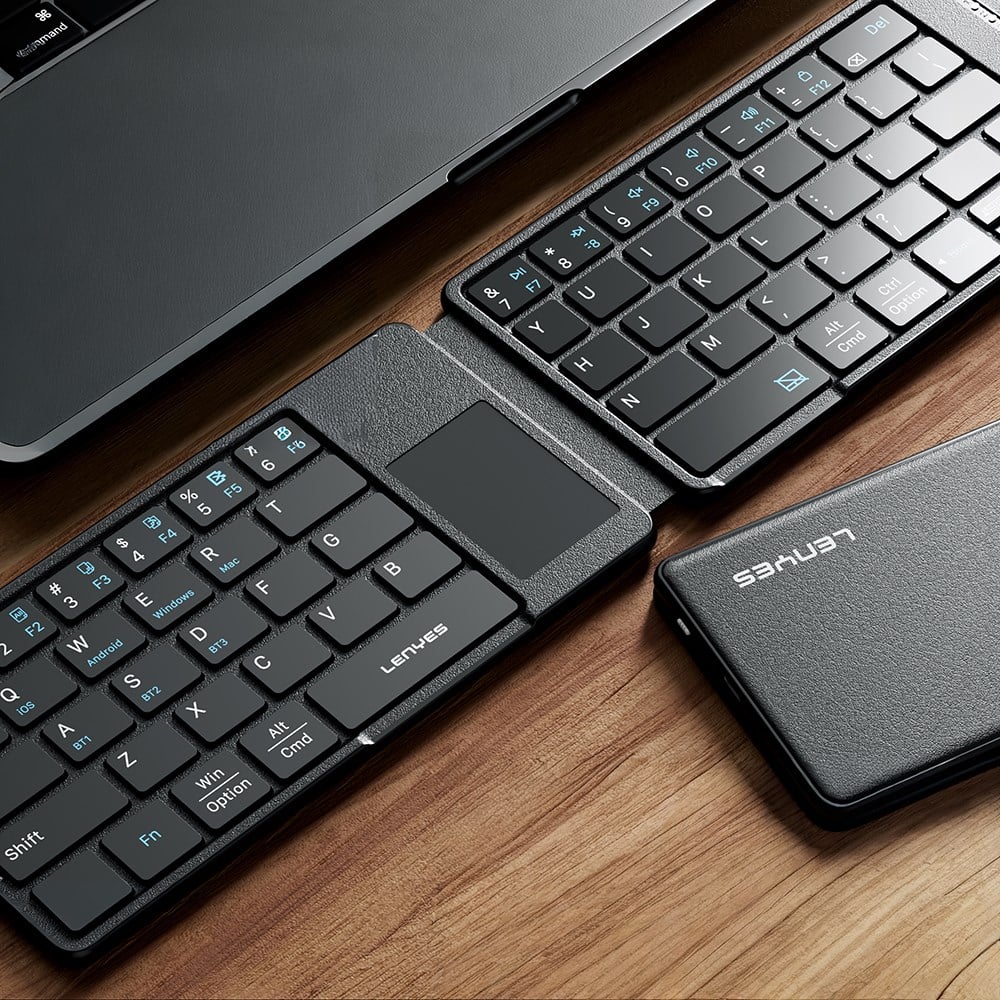 Lenyes WK109 Sessiz Tuş Tasarımlı Touch Pad Özellikli Katlanabilir Bluetooth Bağlantılı Kablosuz Klavye