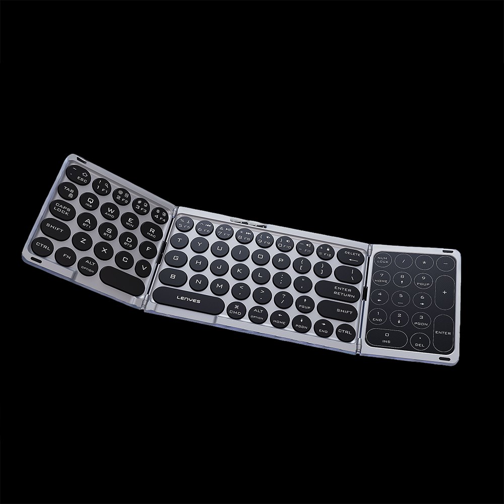 Lenyes WK110 Sessiz Tuş Tasarımlı Num Touch Pad Özellikli Katlanabilir Bluetooth Bağlantılı Kablosuz Klavye
