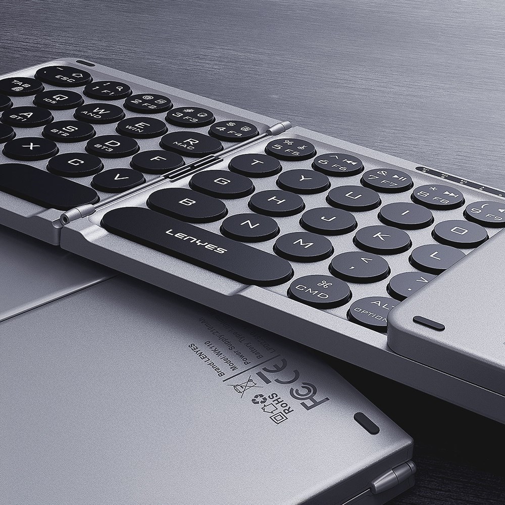 Lenyes WK110 Sessiz Tuş Tasarımlı Num Touch Pad Özellikli Katlanabilir Bluetooth Bağlantılı Kablosuz Klavye