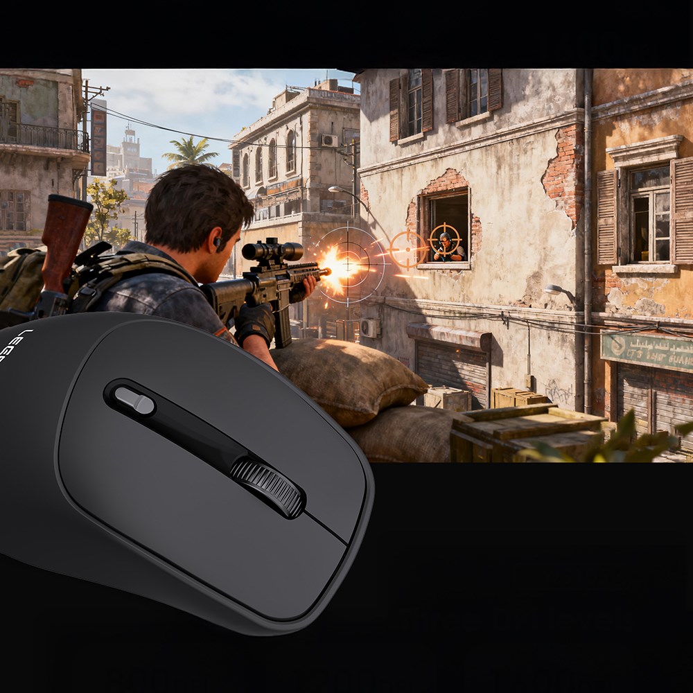 Lenyes WS105 Sessiz Buton Tasarımlı Ergonomik Çift Bluetooth Bağlantılı 2.4G Kablosuz Mouse 1600 DPI