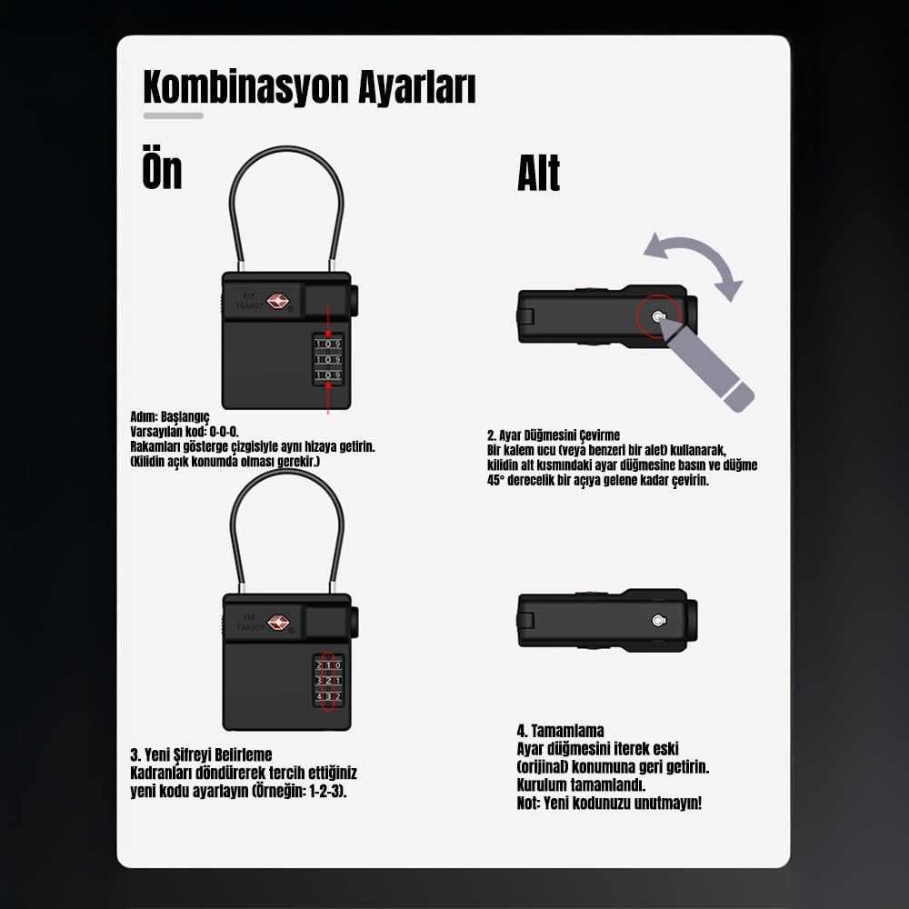 Micflip P25 TSA Kilit ve Find My Takip Özellikli Valiz Seyehat Kiliti