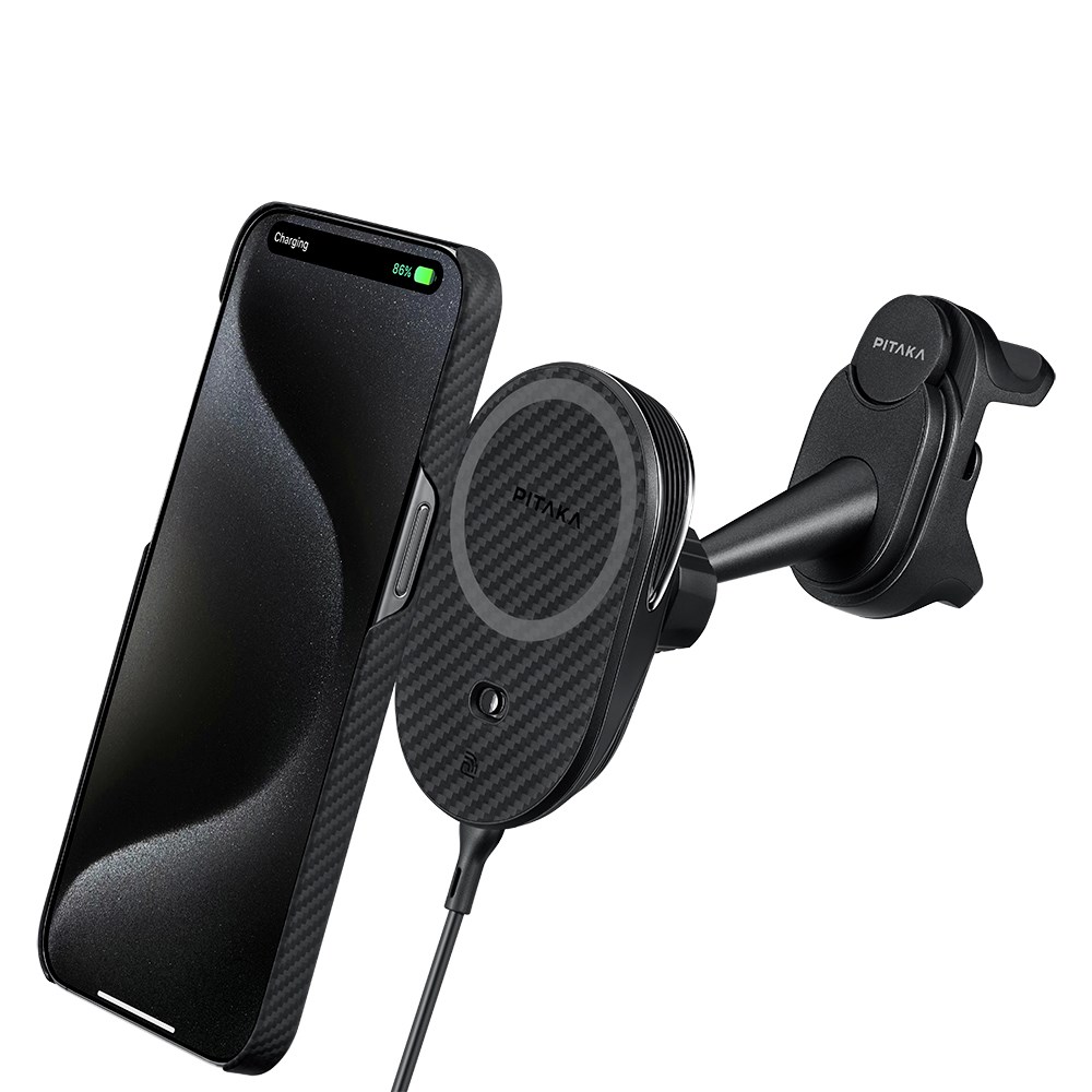 Pitaka MagEZ Pro 2 M-safe Şarj Özellikli Qi2 Tesla Model Y ve Model 3 Uyumlu Aramid Fiber Araç Telefon Tutucu