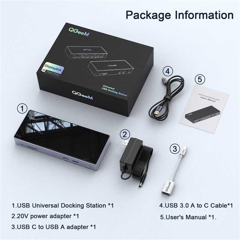 Qgeem QG-D6902 All in One Çoğaltıcı Type-C Hub Docking Station 4K-5K Displayport HDMI Destekli