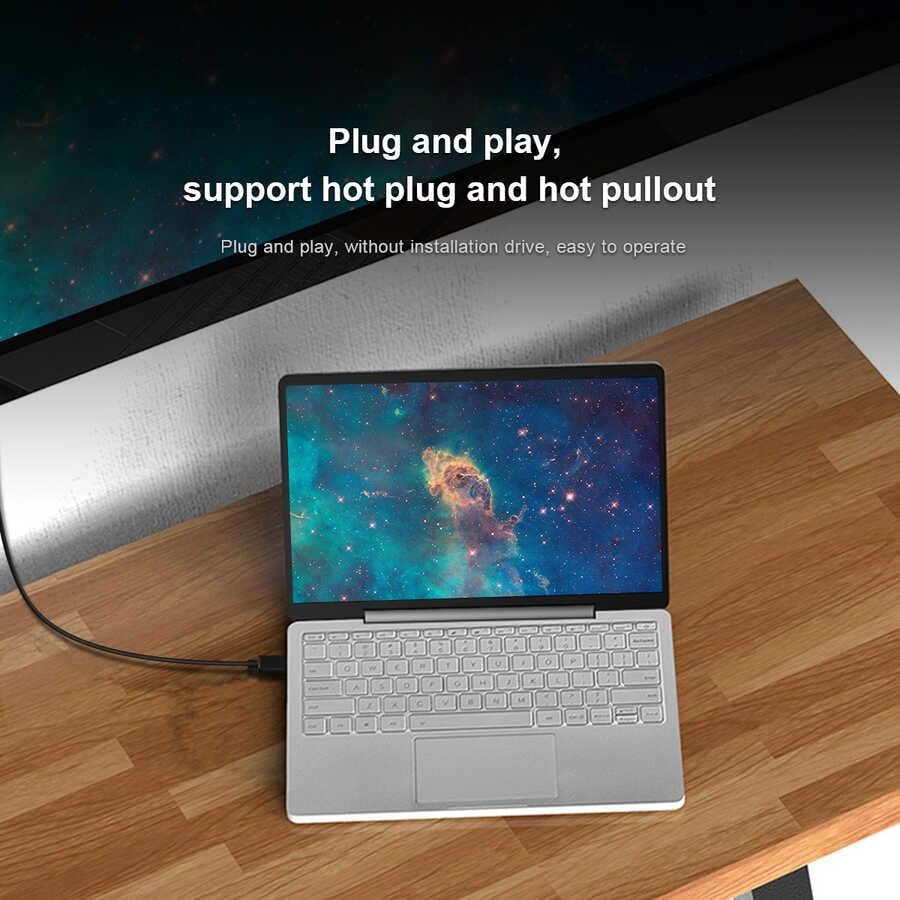Qgeem QG-UA17 Type-C to VGA Adaptörü Yüksek Çözünürlüklü Dönüştürücü Kablo 1080p 60Hz 1.8 metre