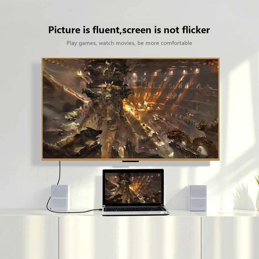 Qgeem QG-UA17 Type-C to VGA Adaptörü Yüksek Çözünürlüklü Dönüştürücü Kablo 1080p 60Hz 3 metre