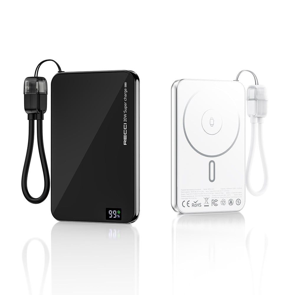 Recci RPB-W41 PD 20W Ultra İnce Hızlı Şarj Özellikli Type-C Kablolu Powerbank 15W 5000mAh