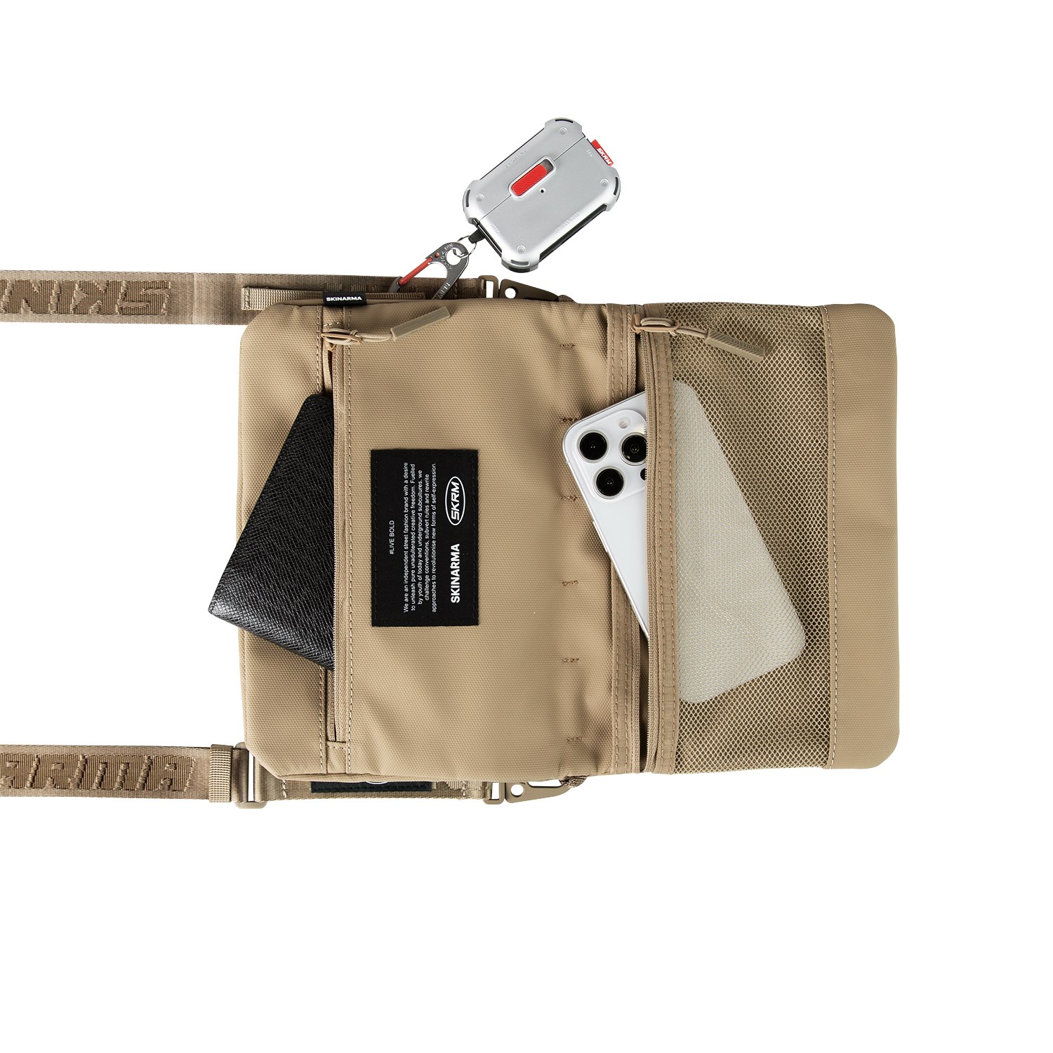 Skinarma Satchel Juno Desenli Naylon Scout Bilek Askı Kayışlı Aksesuar Çantası