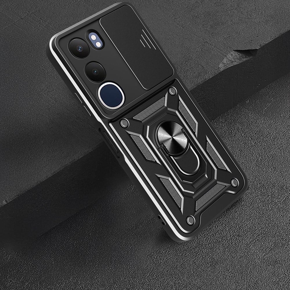 Vivo Y19S Kılıf Magnetik Standlı Kamera Korumalı Zore Sürgülü Vega Kapak