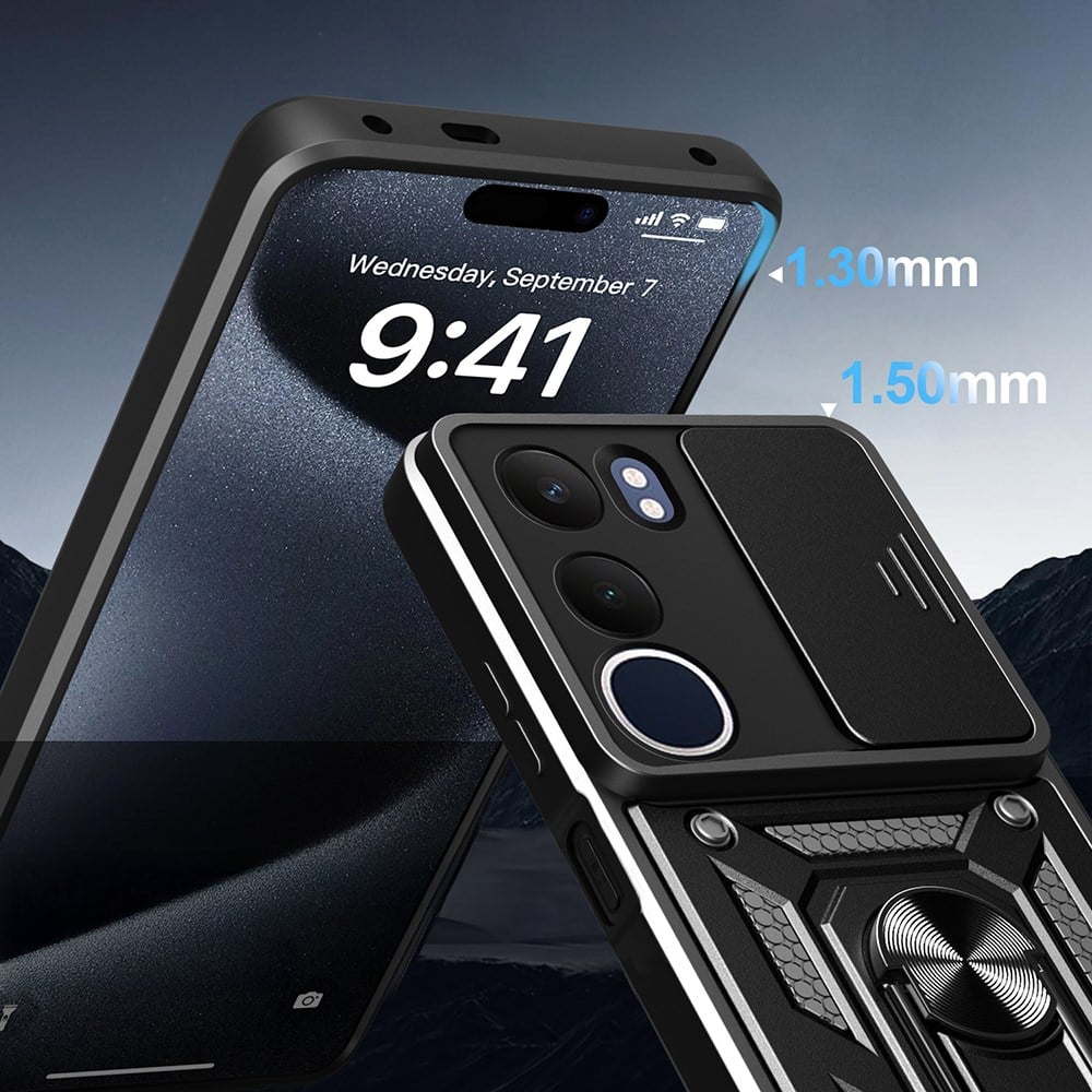Vivo Y19S Kılıf Magnetik Standlı Kamera Korumalı Zore Sürgülü Vega Kapak