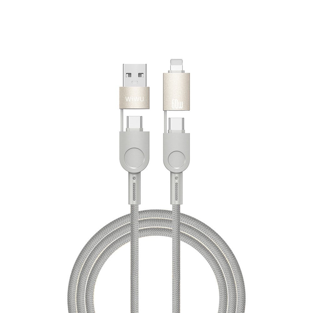 Wiwu 4in1 Raptor Serisi Çoklu USB-A + Type-C to Type-C + Lightning Şarj ve Data Kablosu 60W 200cm