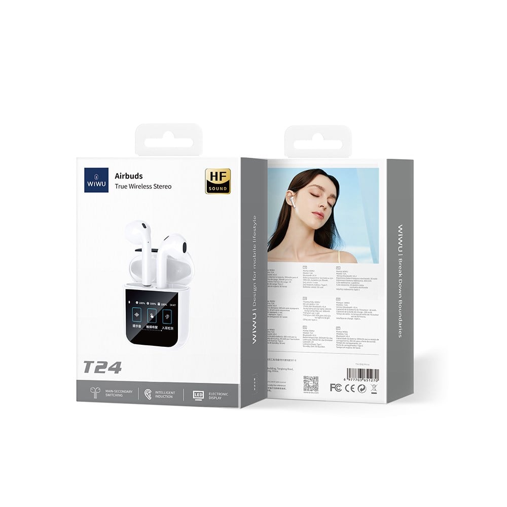 Wiwu Airbuds T24 Dokunmatik LCD Ekranlı TWS Bluetooth Kulaklık v5.4