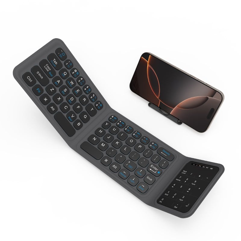 Wiwu FMK-05 iOS Android Windows Uyumlu Katlanabilir Bluetooth Kablosuz Klavye + Masaüstü Telefon Standı