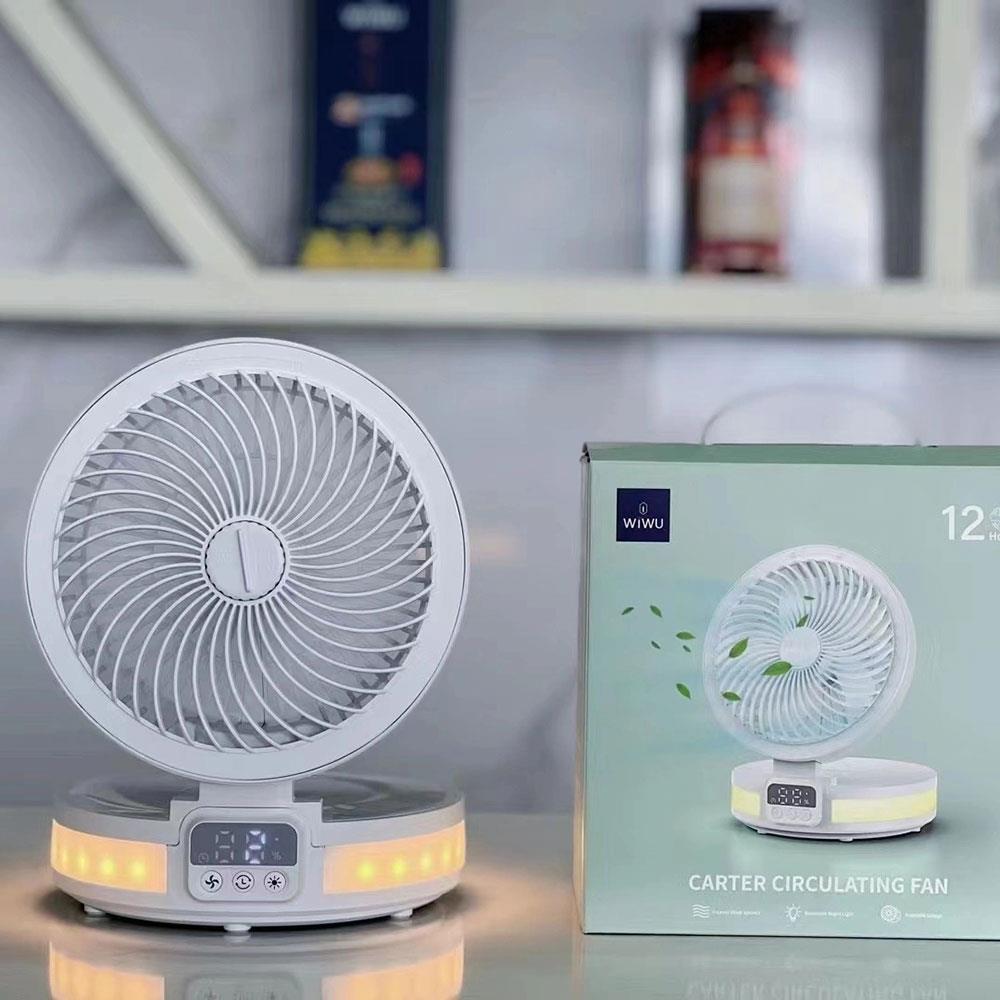 ​Wiwu FS05 Katlanabilir Şarjlı Dijital LED Ekranlı Gece Lambalı Masaüstü Fan