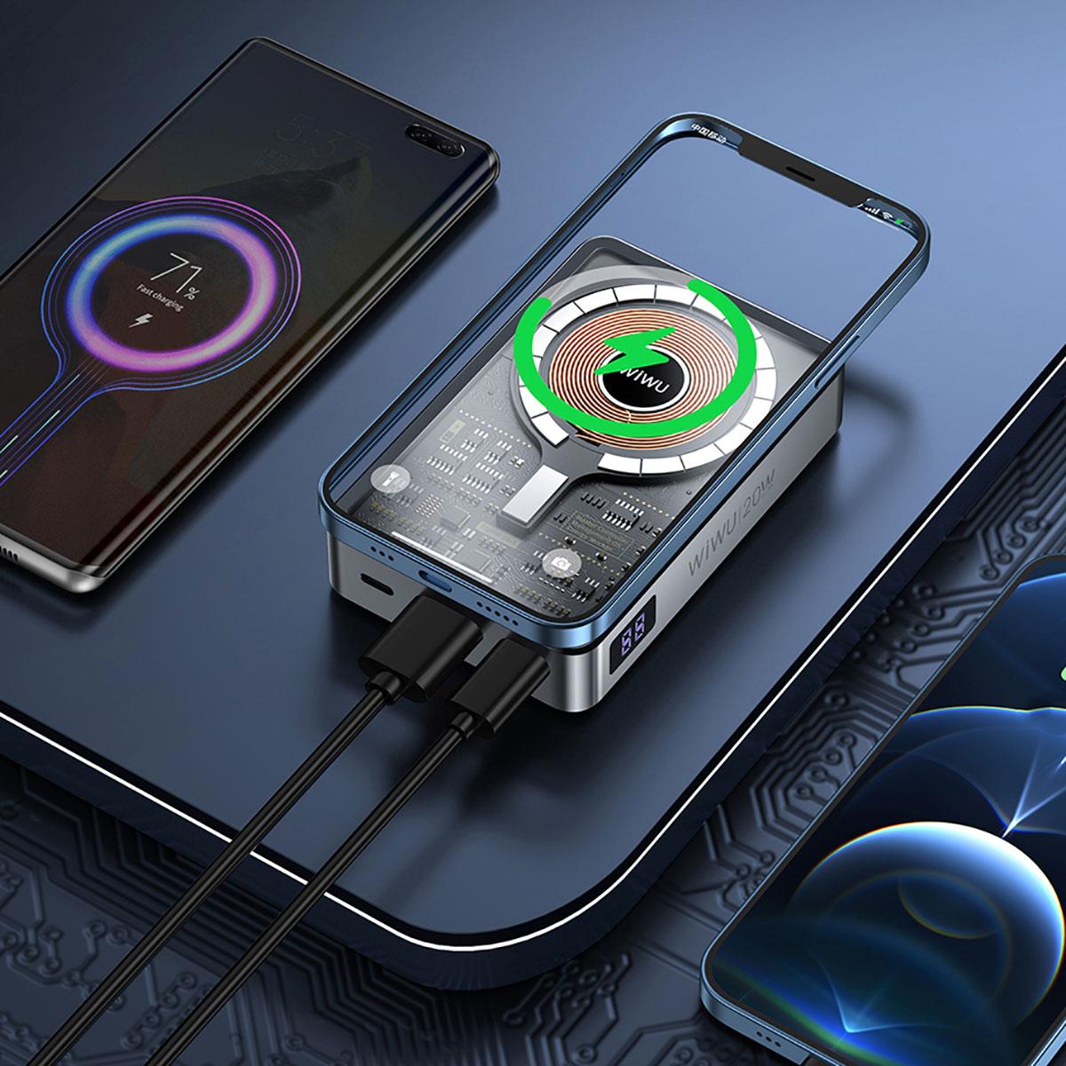 Wiwu JC-21 Hızlı Şarj Özellikli Şarj Göstergeli Standlı M-safe Wireless Powerbank 22.5W 10000mAh