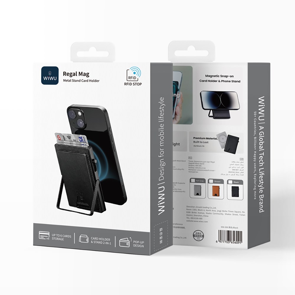 Wiwu MW-006 Tasarımlı 6 Hazneli PU Magnetik Standlı Kartlık