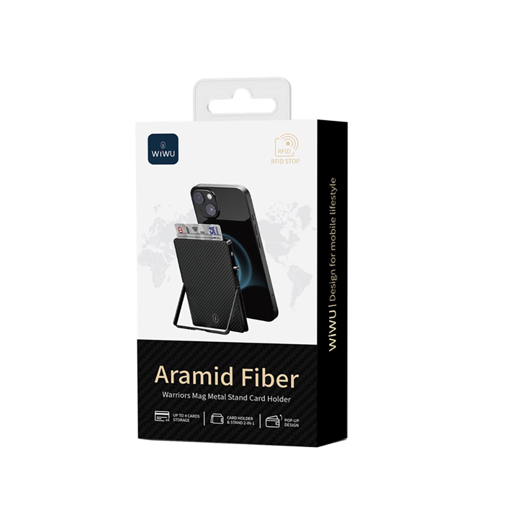 Wiwu MW-007 Warriors Pop-Up Buton Tasarımlı Magnetik Aramid Fiber Metal Standlı Kartlık