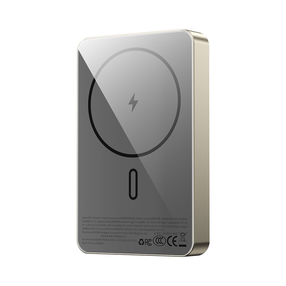Wiwu P15-1 LED Işık Göstergeli Ultra İnce PD 20W Kablosuz Powerbank 10000mAh 15W