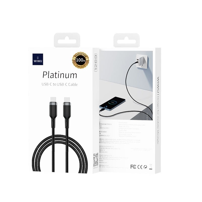 Wiwu Wi-C013 Platinum Serisi Type-C to Type-C Hızlı Şarj Özellikli Data ve Şarj Kablosu 60W 2M
