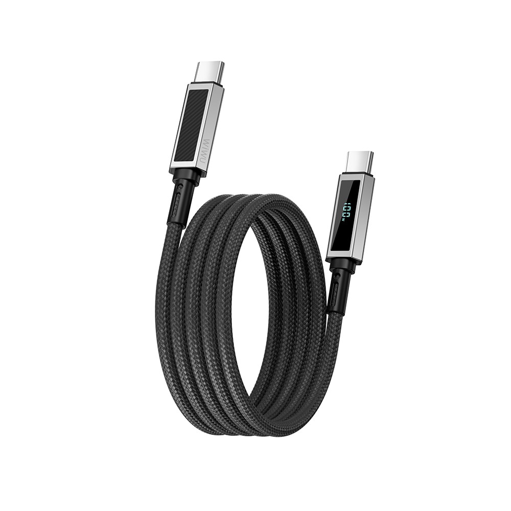 Wiwu Wi-C079 Warriors Serisi Aramid Fiber Dijital LED Göstergeli Type-C to Type-C PD Data ve Şarj Kablosu 100W 1.2M