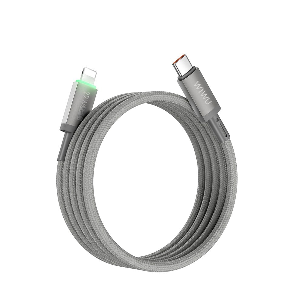 Wiwu Wi-C083 Maglink Serisi Işıklı Magnetik Type-C to Lightning PD Hızlı Şarj Özellikli Data ve Şarj Kablosu 27W 1M