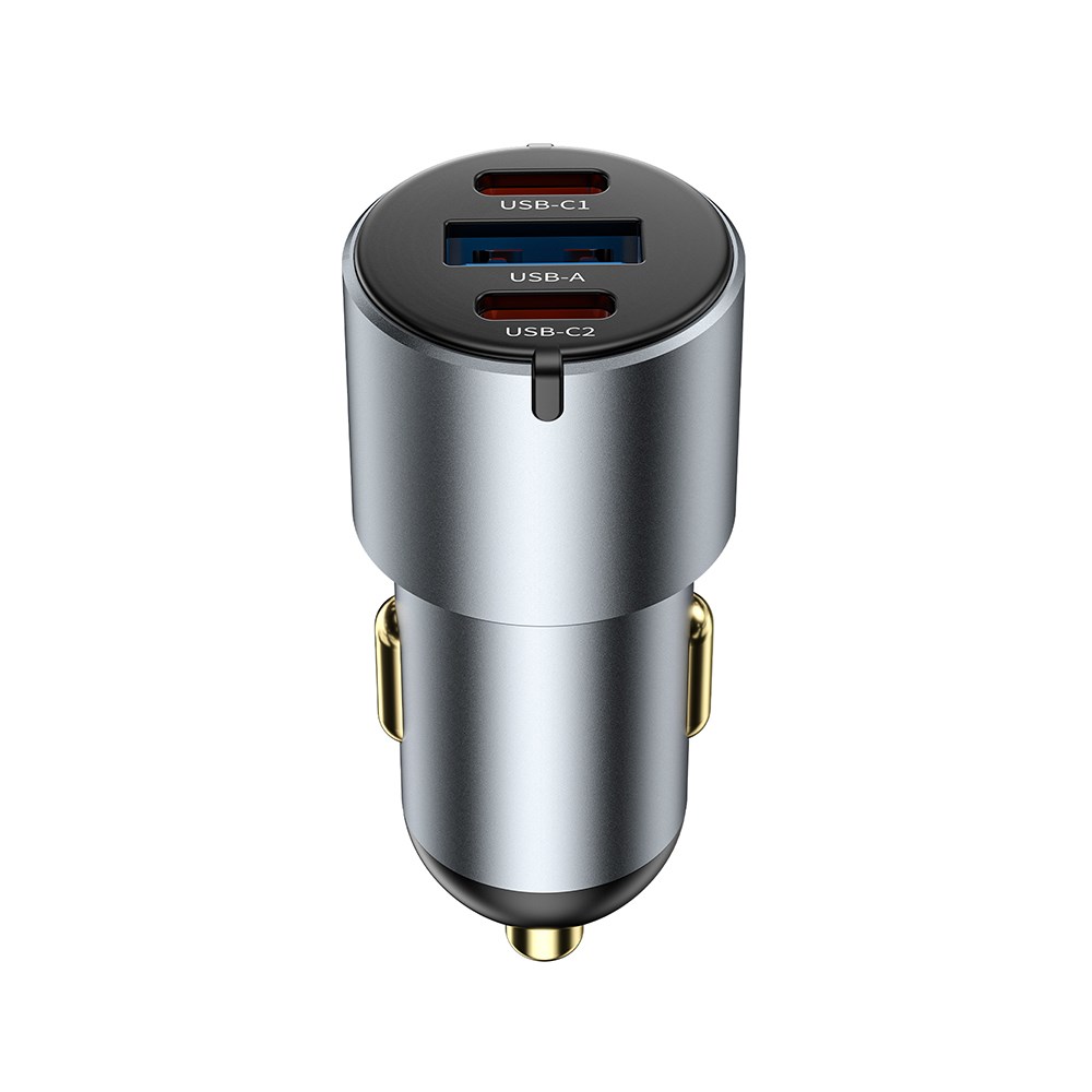 Wiwu Wi-CC032 Nano Pro Serisi Dual Type-C + USB-A Hızlı Şarj Özellikli Akım Korumalı Araç Şarj Aleti PD VE QC3.0 60W