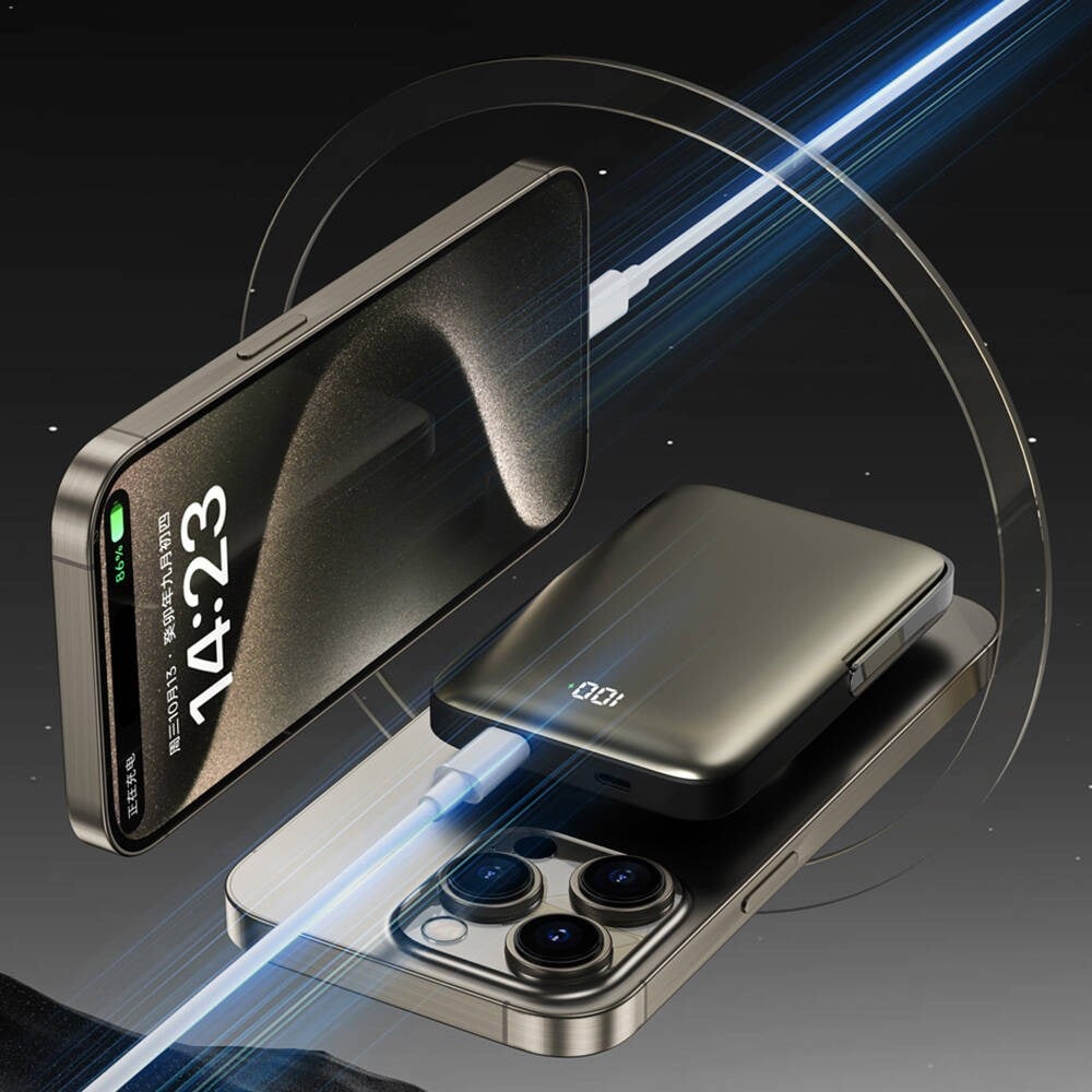 Wiwu Wi-P018 Elite Serisi Led Ekranlı M-safe Powerbank Wireless 15W 10000mAh