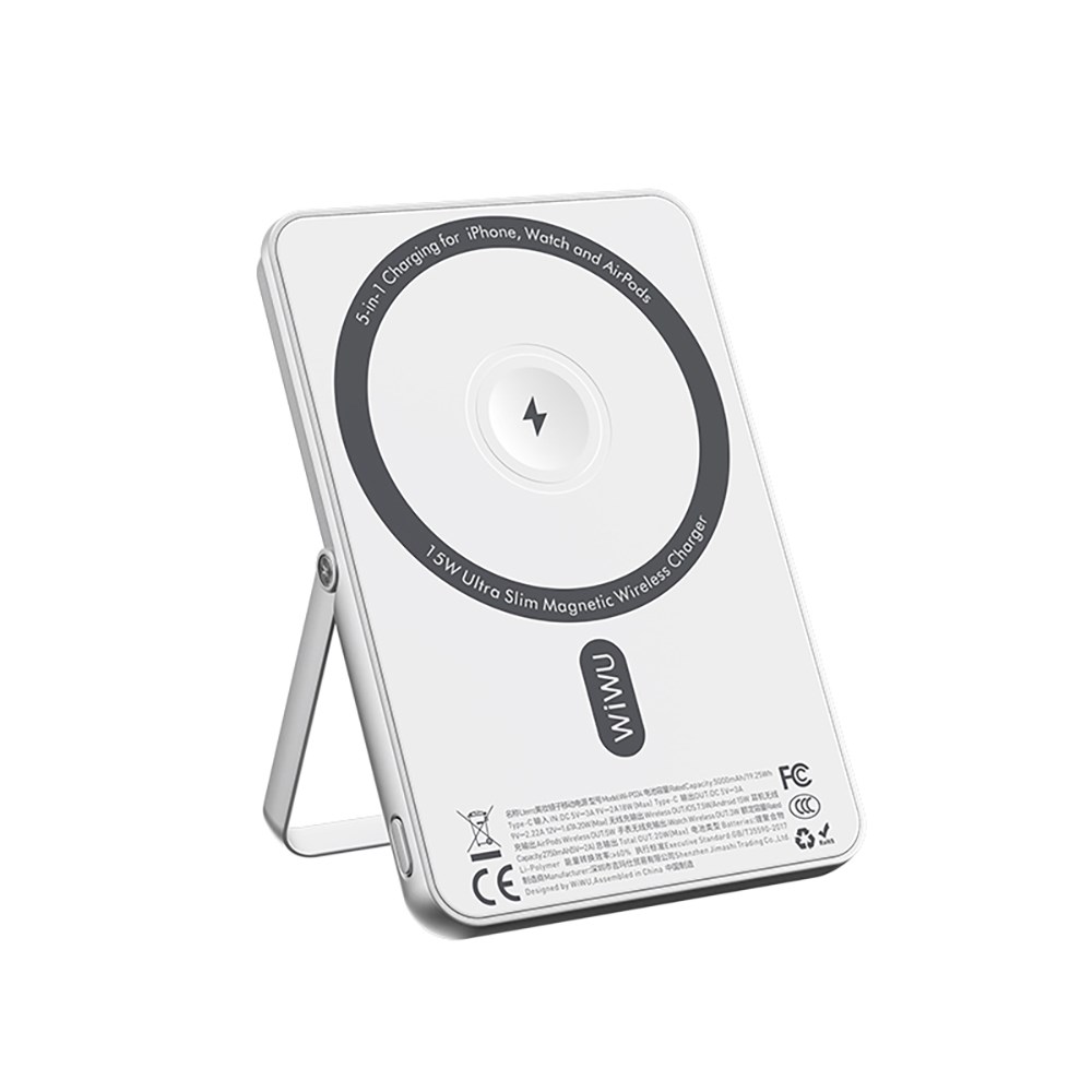Wiwu Wi-P034 Dijital LED Göstergeli Standlı Kablosuz Powerbank 5000mAh 15W