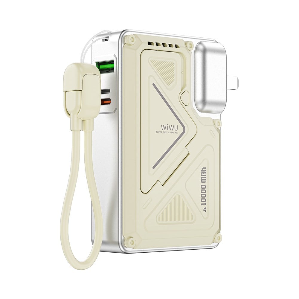 Wiwu Wi-P057 Knight Serisi Taşınabilir Wireless Type-C ve Lightning Kablolu Standlı PD Powerbank 35W 10000mAh