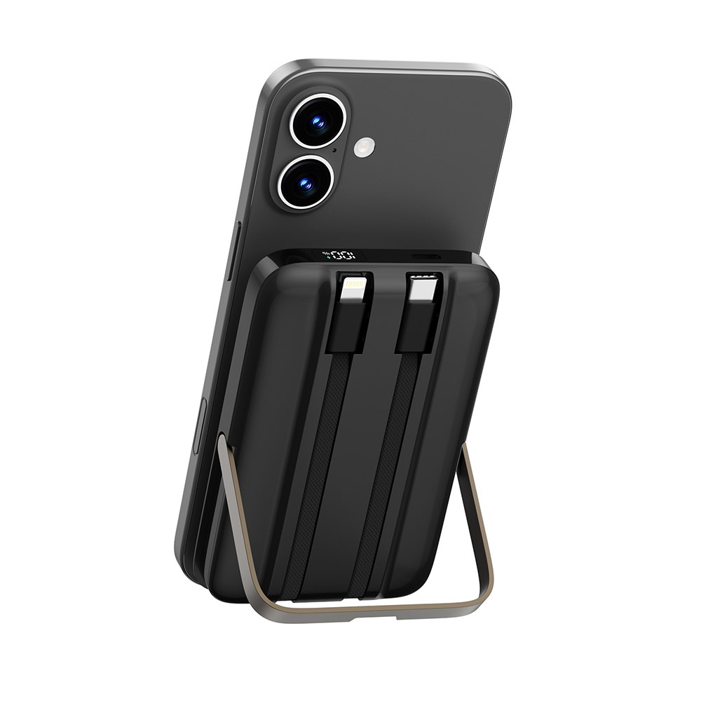 Wiwu Wi-P077 Pionner Serisi Taşınabilir Wireless Şarj ve PD 20W Hızlı Şarj Özellikli Standlı Powerbank 15W 10000mAh
