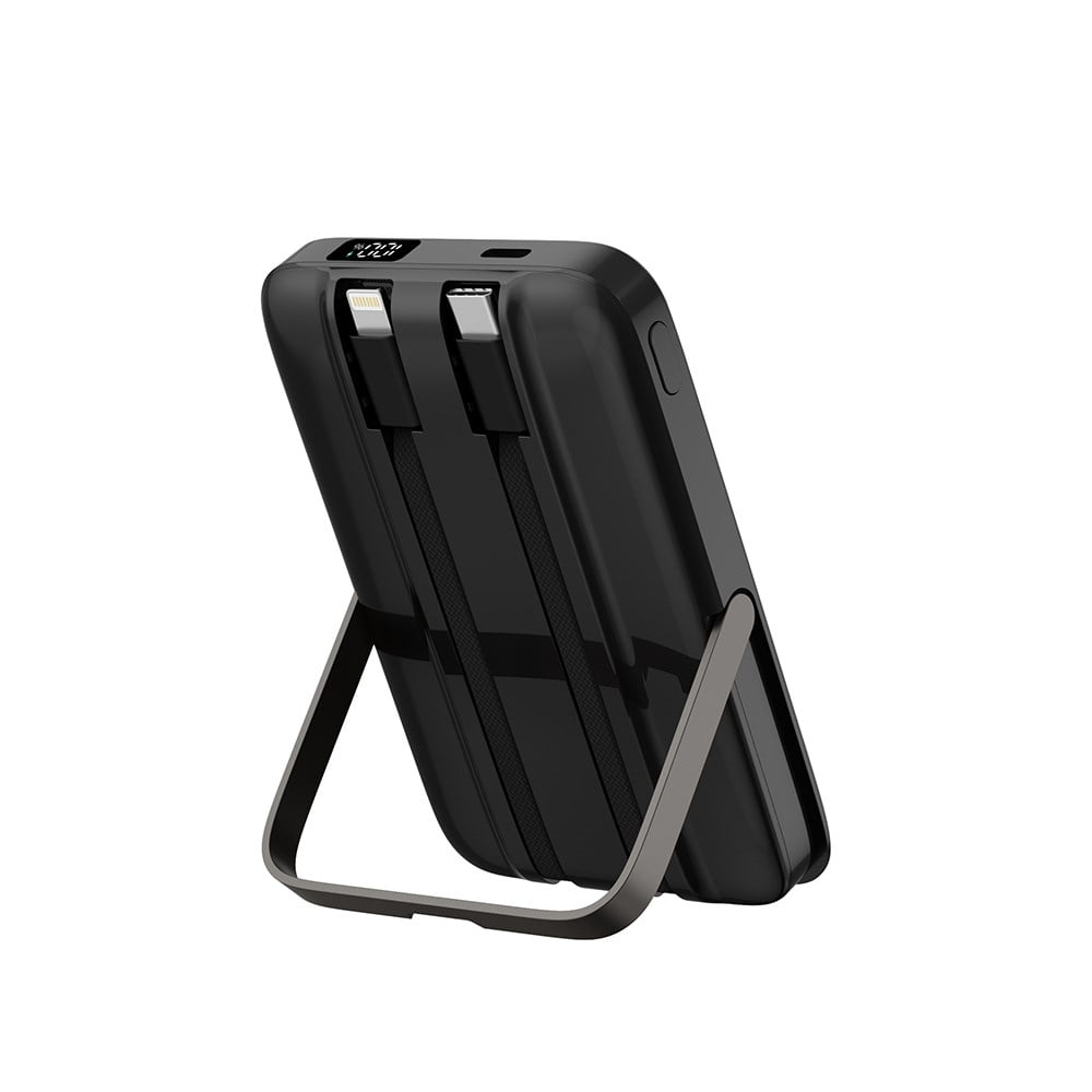 Wiwu Wi-P077 Pionner Serisi Taşınabilir Wireless Şarj ve PD 20W Hızlı Şarj Özellikli Standlı Powerbank 15W 10000mAh