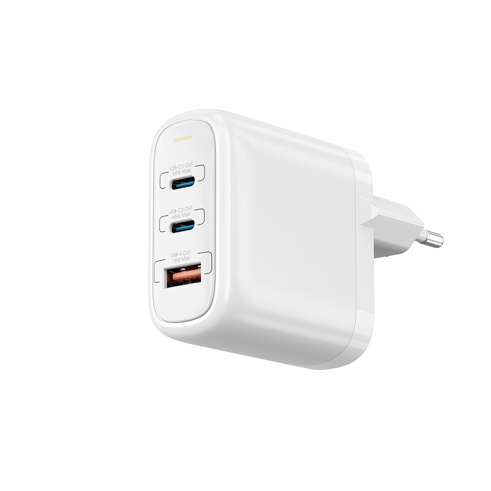 Wiwu Wi-U024 EU Serisi Dual Type-C PD & USB-A GaN Teknolojili Hızlı Şarj Başlığı 65W