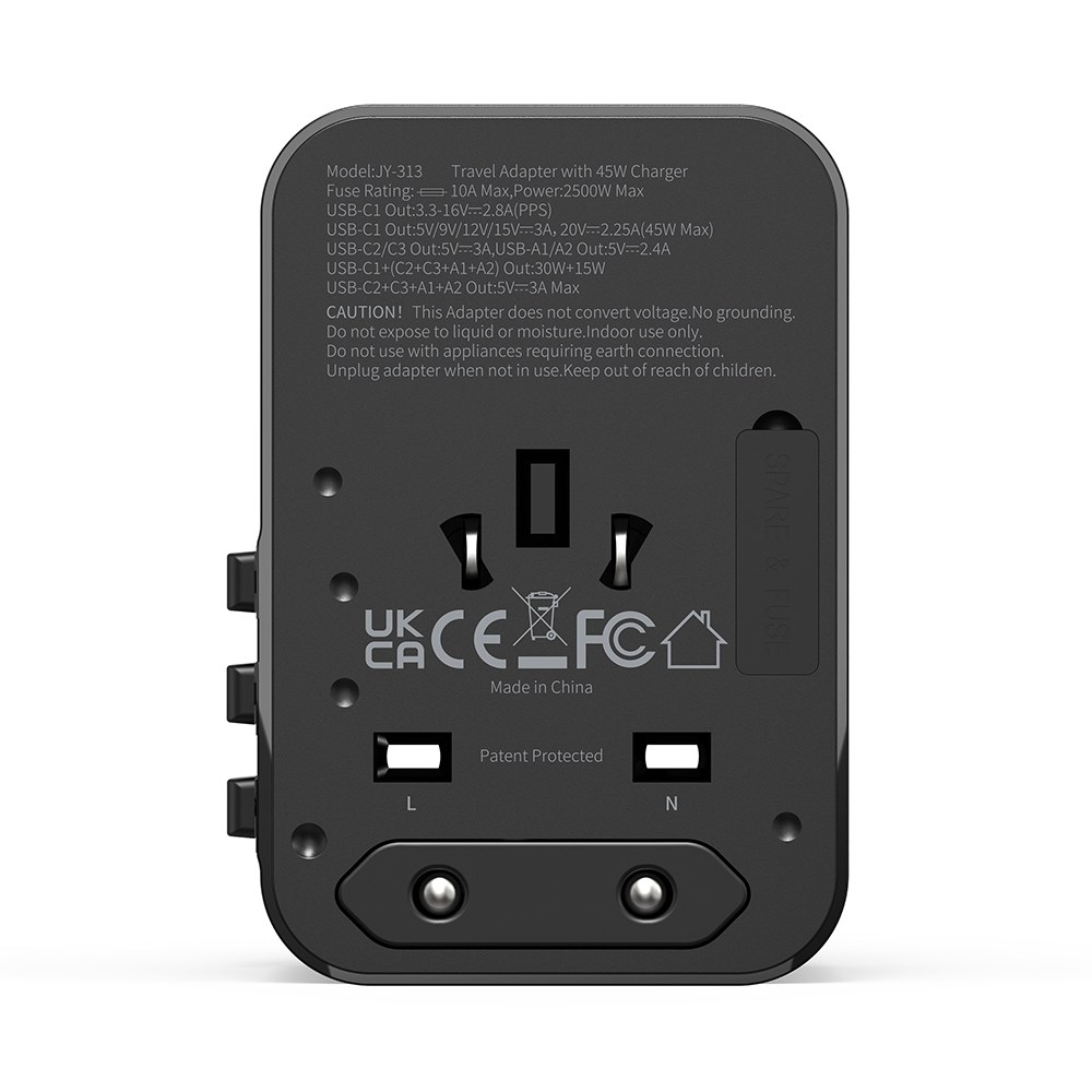 Wiwu Wi-UA006 Çoklu Universal TR/US/UK/AUS/EU Uyumlu Seyahat Şarj Adaptörü 45W