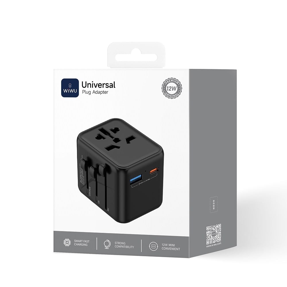Wiwu Wi-UA012 Çoklu Universal TR/US/UK/AUS/EU Uyumlu Seyahat Şarj Adaptörü 12W