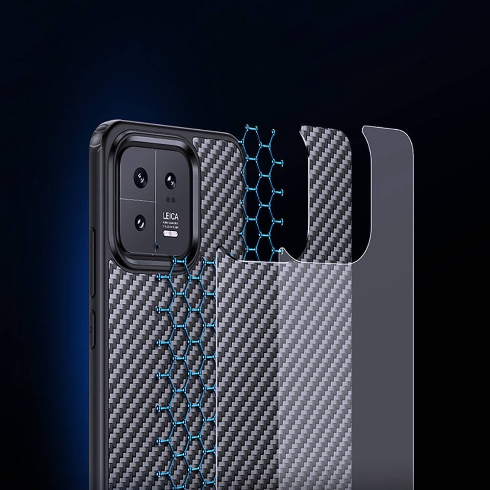 Xiaomi Mi 13 Kılıf Aramid Karbon Fiber M-safe Özellikli Wlons Radison Kapak