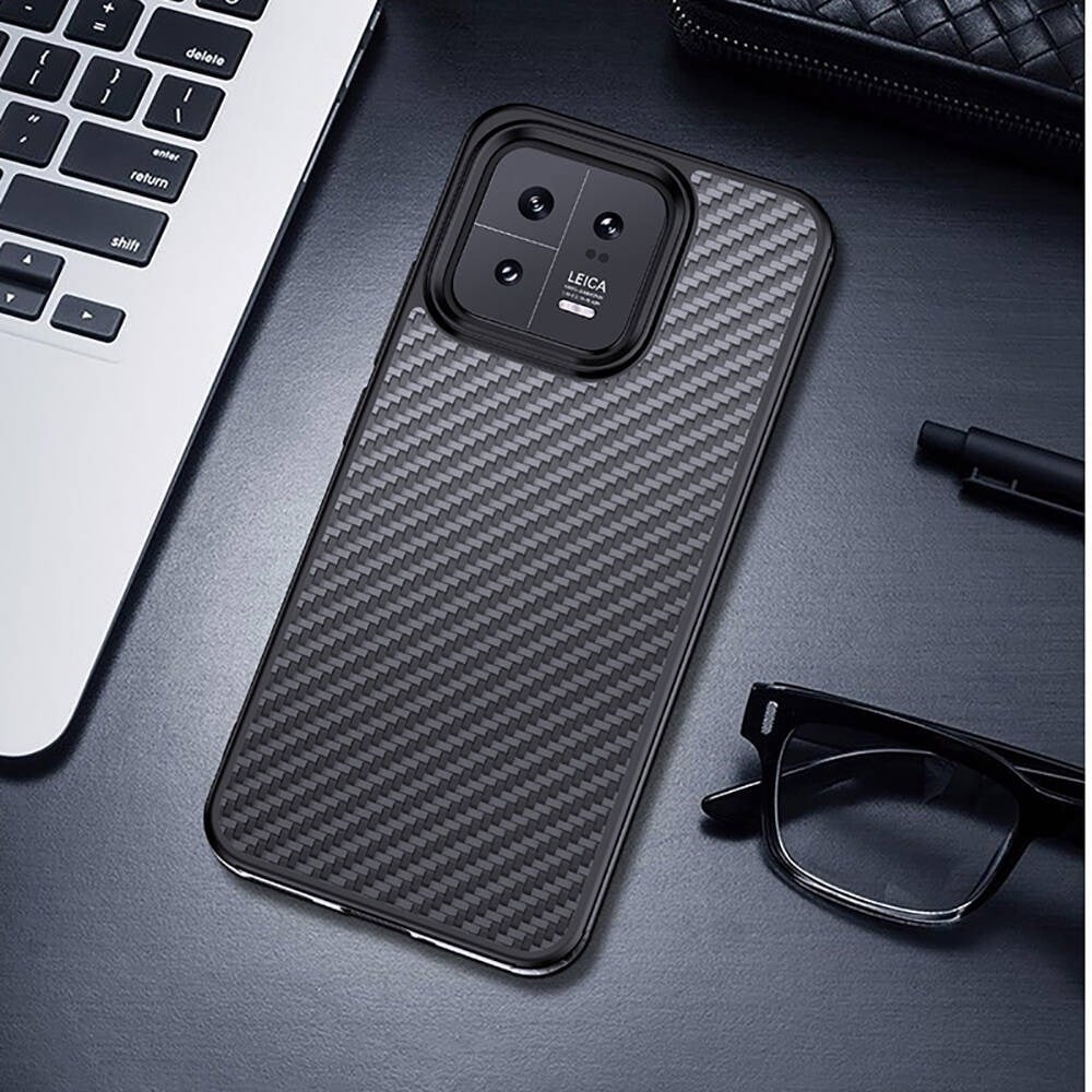 Xiaomi Mi 13 Pro Kılıf Aramid Karbon Fiber M-safe Özellikli Wlons Radison Kapak