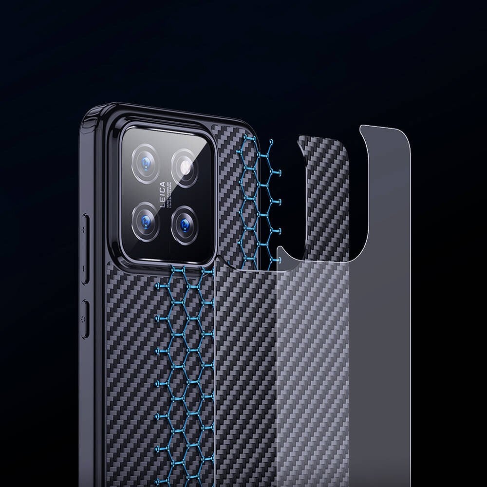 Xiaomi Mi 14 Pro Kılıf Aramid Karbon Fiber M-safe Özellikli Wlons Radison Kapak