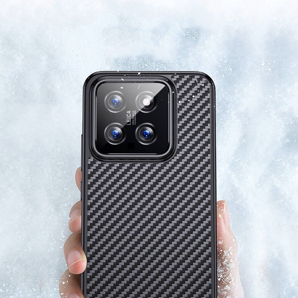Xiaomi Mi 14 Pro Kılıf Aramid Karbon Fiber M-safe Özellikli Wlons Radison Kapak
