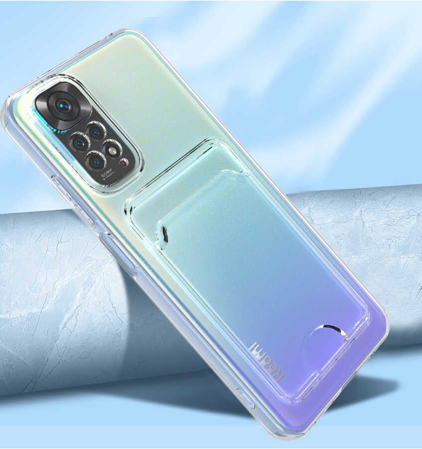 Xiaomi Redmi Note 11 Pro 5G Kılıf Kartlıklı Şeffaf Zore Setra Clear Silikon Kapak