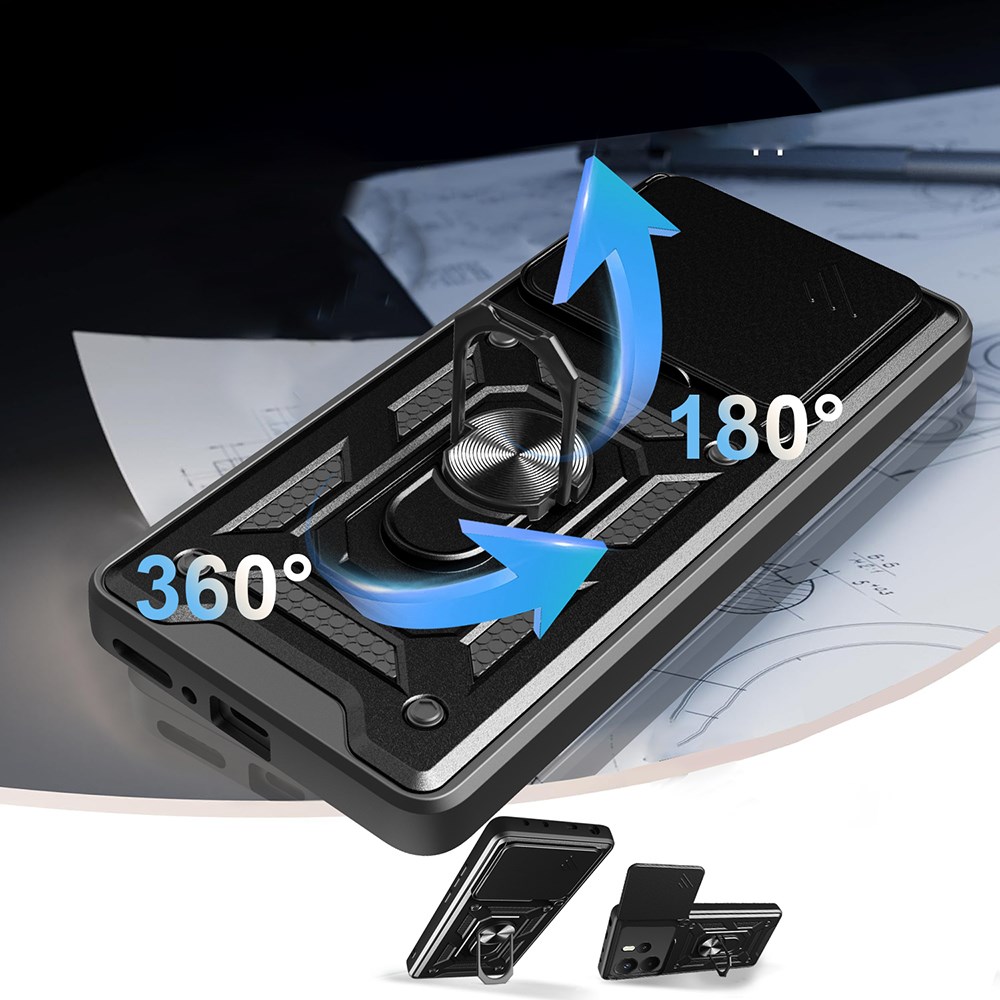 Xiaomi Redmi Note 14 4G Kılıf Magnetik Standlı Kamera Korumalı Zore Sürgülü Vega Kapak