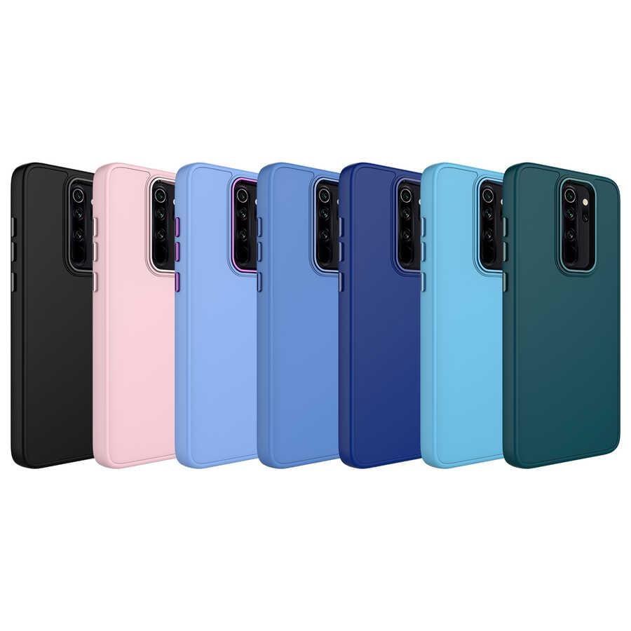 Xiaomi Redmi Note 8 Pro Kılıf Metal Çerçeve ve Buton Tasarımlı Silikon Zore Luna Kapak