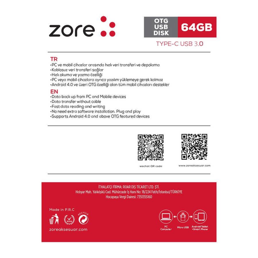 Zore 3.0 Type-C Metal OTG 64 GB