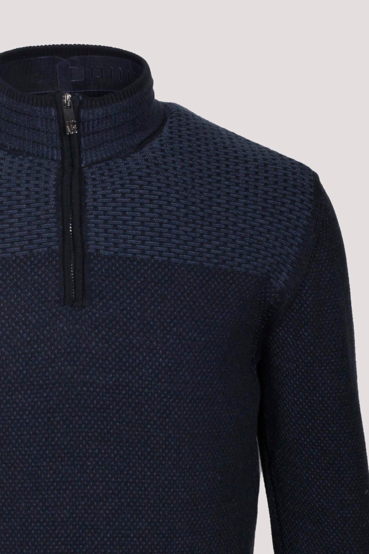  Erkek Yarım Fermuarlı Triko Lacivert Slim Fit Desenli Pamuklu Knitwear NCS JEANS 3709