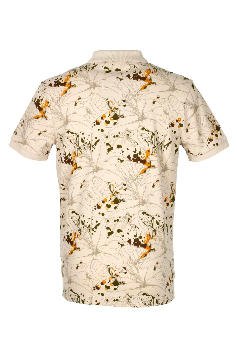 Bej Erkek Polo Yaka Slim Fit Baskılı Tshirt 1191