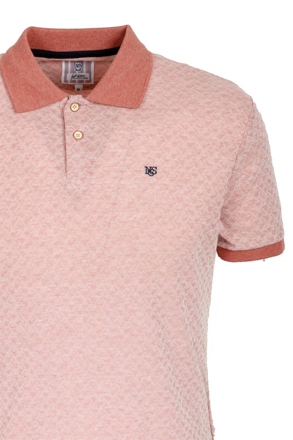 Erkek Açık Kırmızı Slim Fit Polo Yaka %100 Pamuk Dokulu Kumaş Ribanalı Kol T-Shirt NCS JEANS 1142