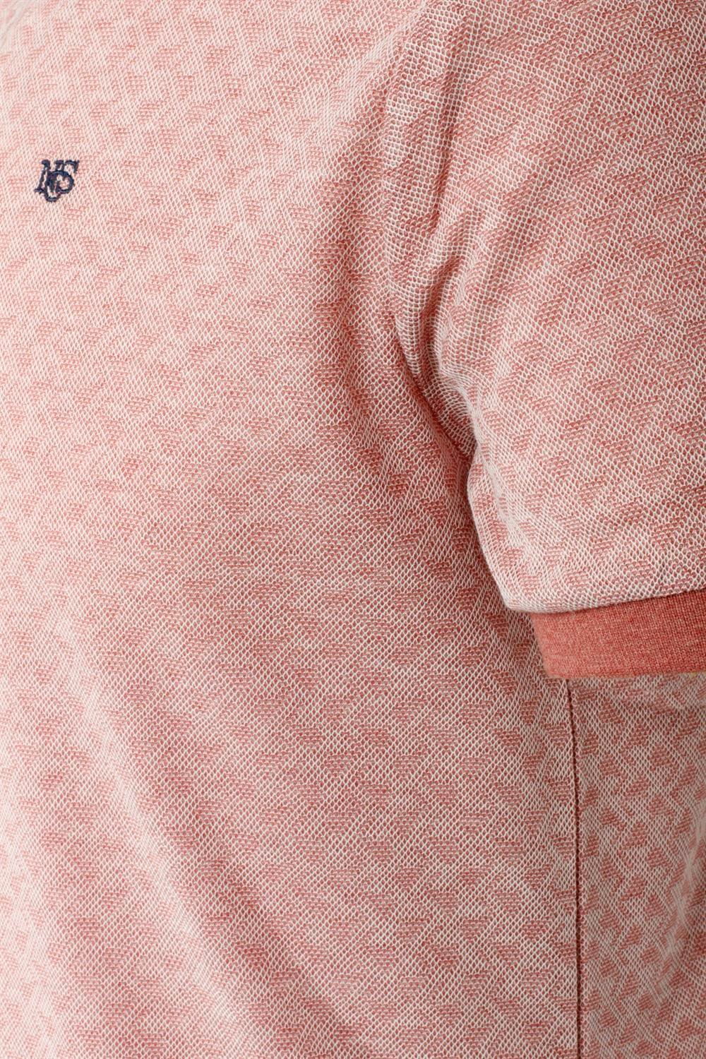 Erkek Açık Kırmızı Slim Fit Polo Yaka %100 Pamuk Dokulu Kumaş Ribanalı Kol T-Shirt NCS JEANS 1142