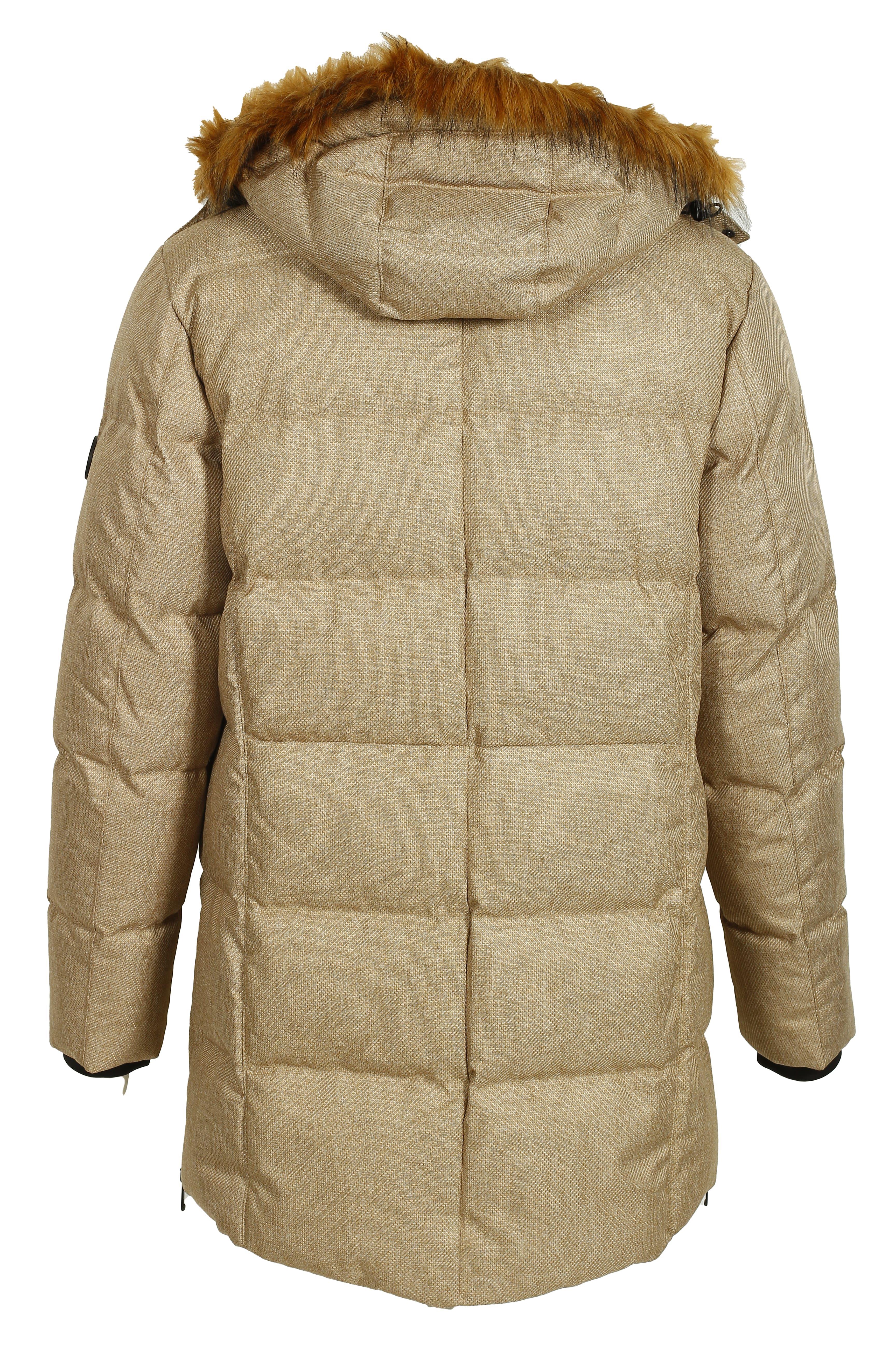 Erkek Bej Kapüşon'lu Termo Dolumlu Su ve Rüzgar İtici Slim Fit Mont NCS JEANS 4991