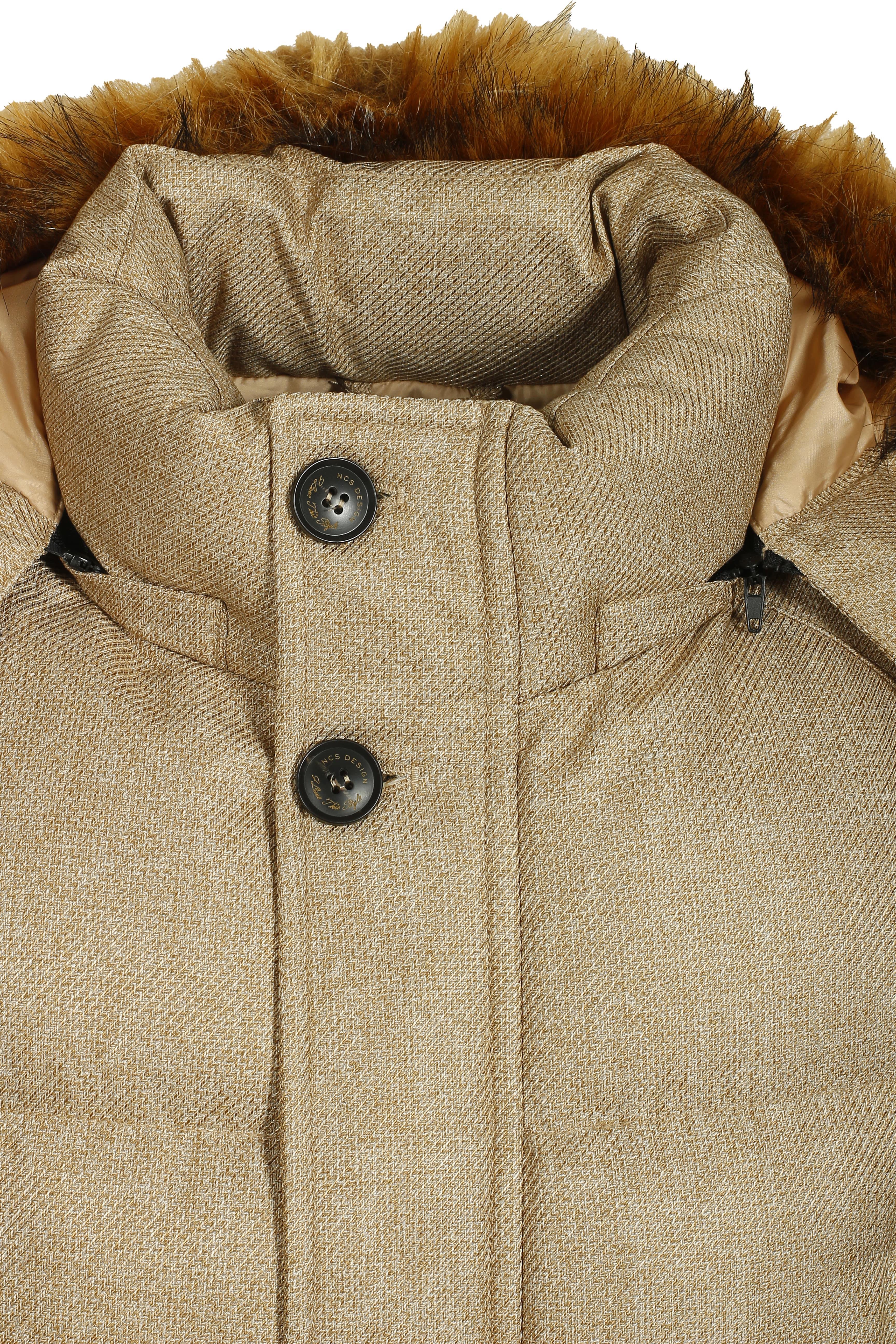 Erkek Bej Kapüşon'lu Termo Dolumlu Su ve Rüzgar İtici Slim Fit Mont NCS JEANS 4991