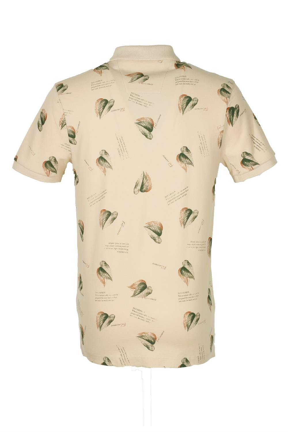 Erkek Bej Slim Fit Polo Yaka Baskılı Tshirt 1202