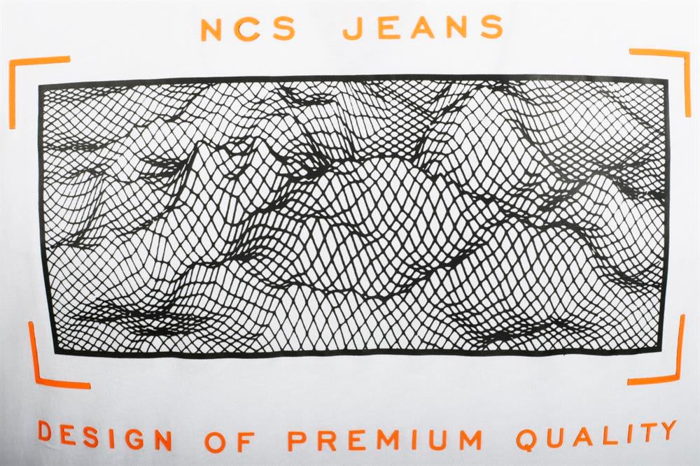 Erkek Beyaz Slim Fit Bisiklet Yaka Baskılı %100 Pamuk T-shirt Jeans 1104